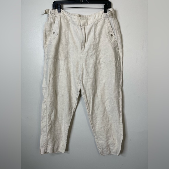 Athleta Women’s Voyager Linen Ankle Pants Elastic Waist Sz 16 Casual Relax Fit - Picture 3 of 11